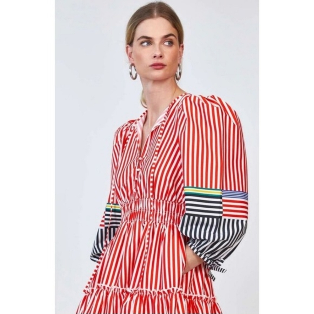 Hunter Bell Ellison Dress in Red Stripe Size Medium - Picture 3 of 7